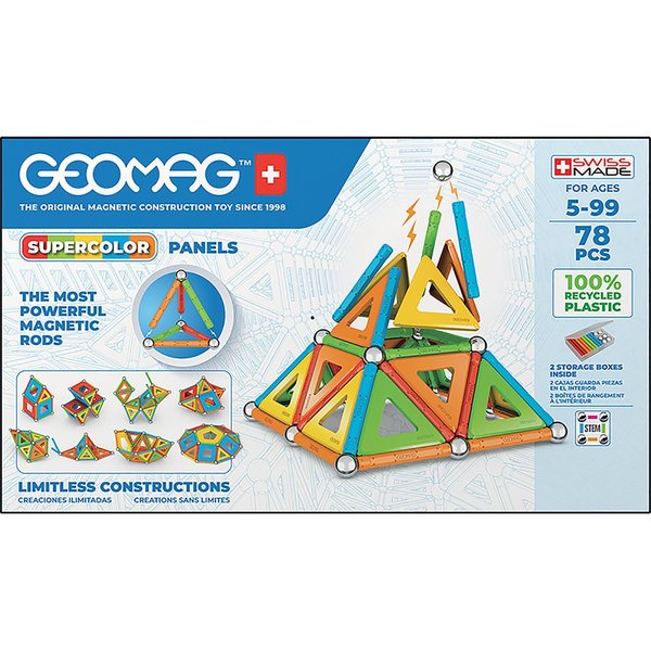 Geomag Supercolor, Recycled Plastic, 78 Pieces Per Set 379
